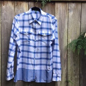 Ralph Lauren Jeans Super Sheer Blue/White Blouse L